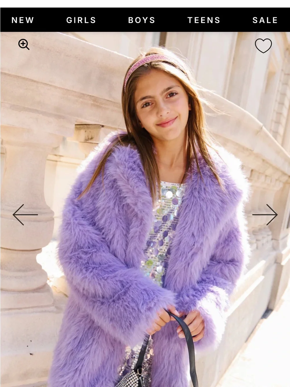 Lola + The Boys Lavender Faux-Fur Girls Coat